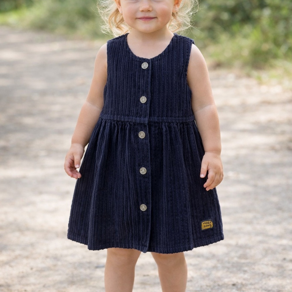 VINTAGE Corduroy Adorable Navy Button-Front toddler  Dress